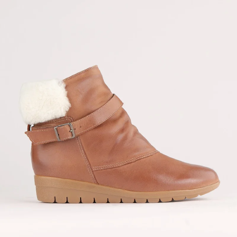 Don't Miss Out Fur Collar Ankle Boot in Whisky– 12460