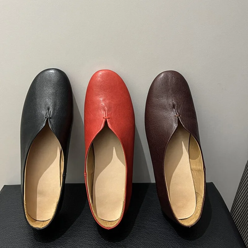 Weekend Specials to Delight Genuine Leather Slip-on For Women Handmade Soft Flats in Brown/Red/Black