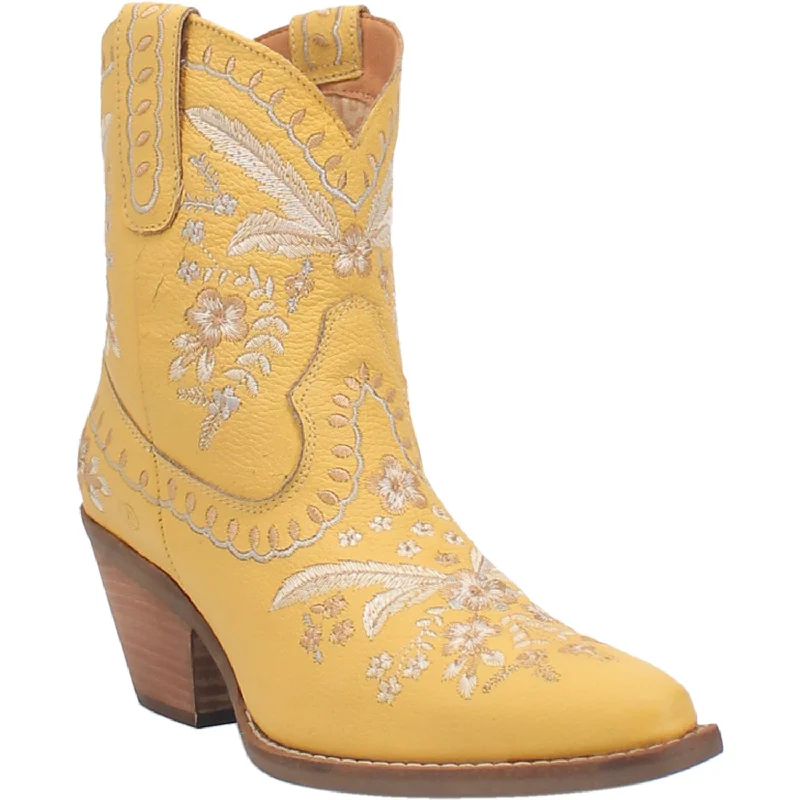 Price Smash Dingo Womens Primrose Bootie Cowboy Boots Leather Yellow