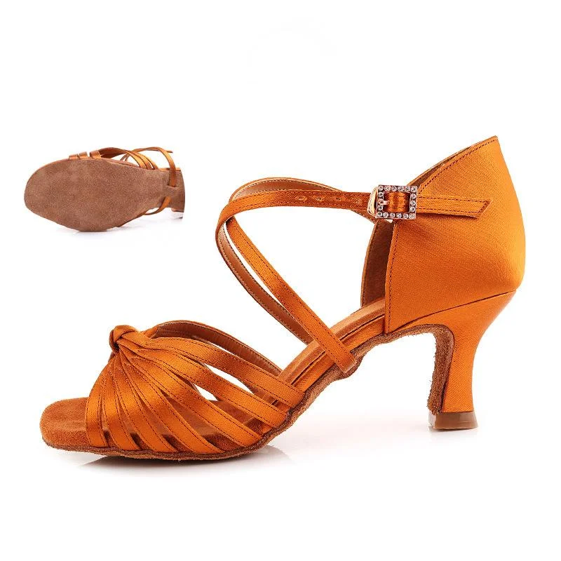 Don't Wait Women's Satin Customized Heel Ballroom Dance Shoes Latin Dance Shoes