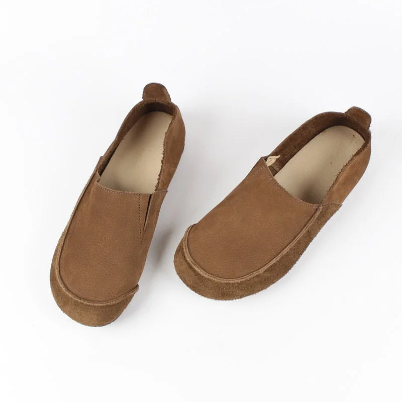 Quick Sale Soft Leather Loafers Breathable Slip Ons Handmade Coffee/Khaki