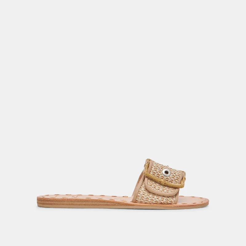 Time-Sensitive DASA WIDE SANDALS WHITE NATURAL RAFFIA