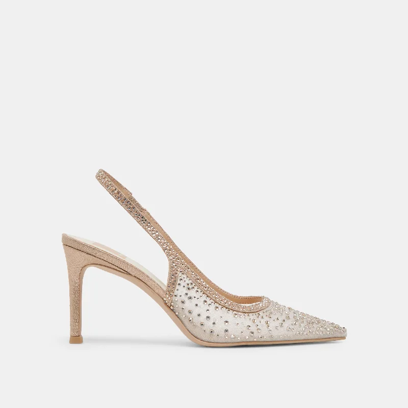 Hot Buy KAYE CRYSTAL HEELS GOLD MESH