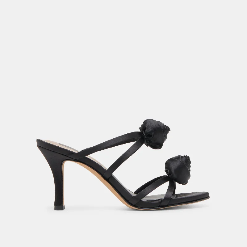 Unbeatable Deal LINZY HEELS ONYX SATIN