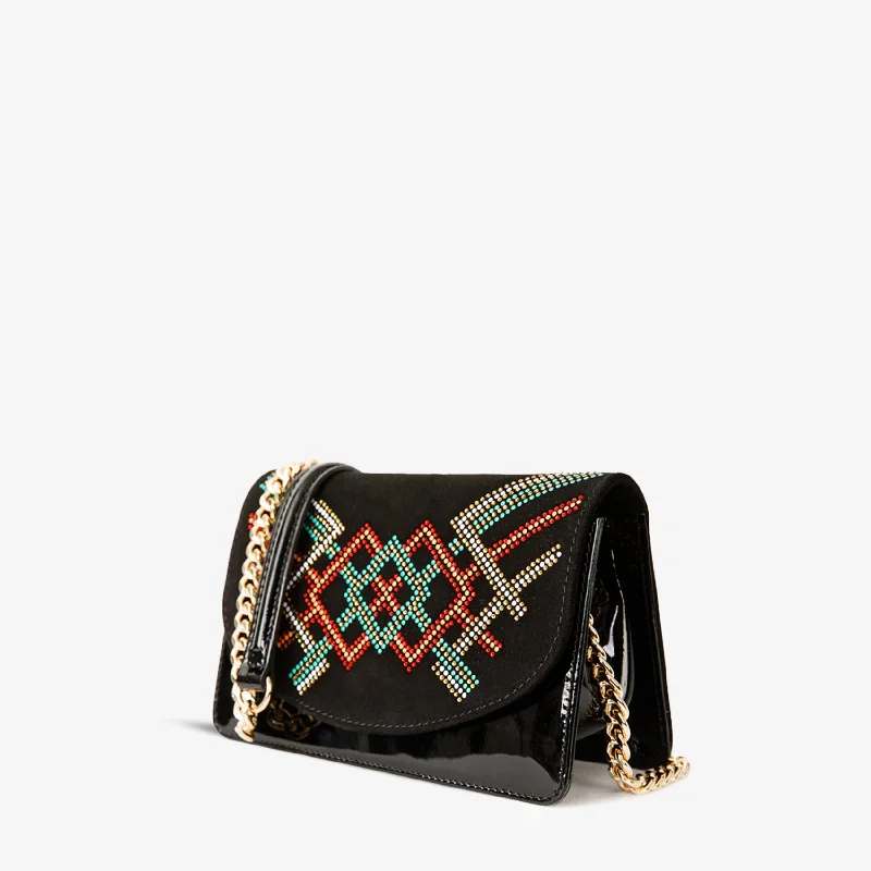 Special Price The Palma Black Glitter Leather Handbag