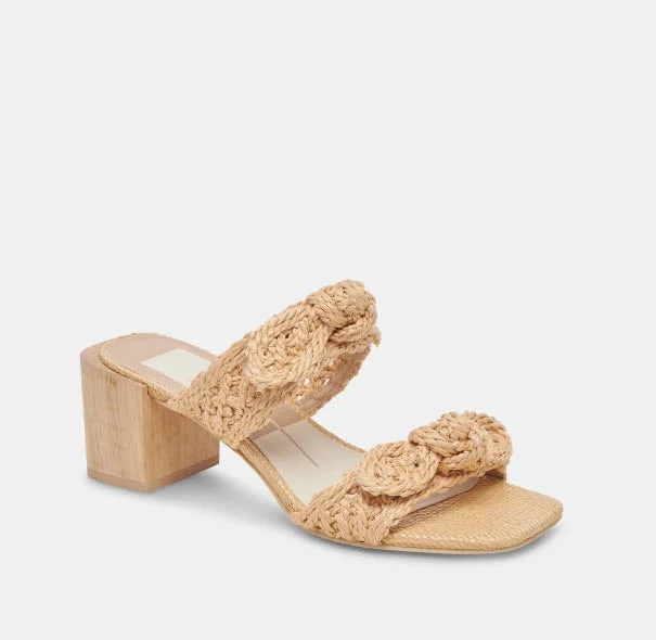 Year-End Clearance The Woven Raffia Dual Bow Sandal in Natural