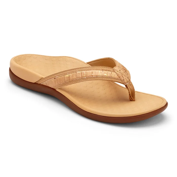 Stock Up Womens Vionic Tide II Toe Post Sandal Gold Cork