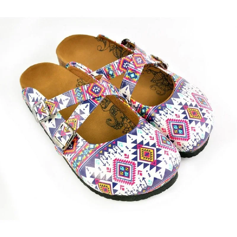 Limited Stock – Hurry Before It'S Gone Pink & White Geometric Crisscross Clogs WCAL166 Limited Stock – Hurry Before It'S Gone Pink & White Geometric Crisscross Clogs WCAL166