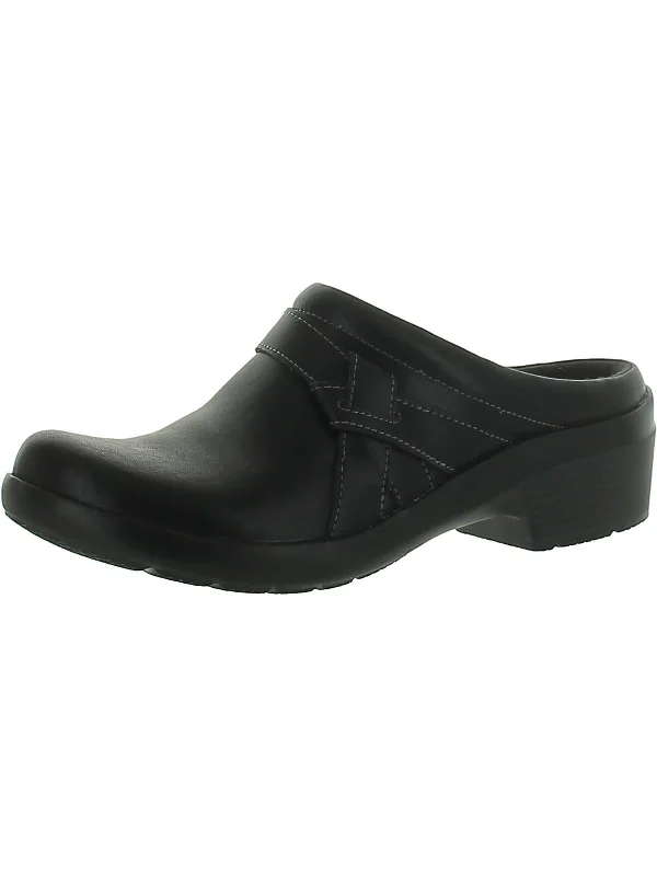 Weekend Bargains to Cherish Womens Faux Leather Block Heel Clogs