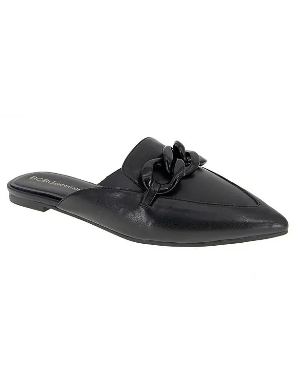Weekend Offers That Please Womens Faux Leather Chain Mules