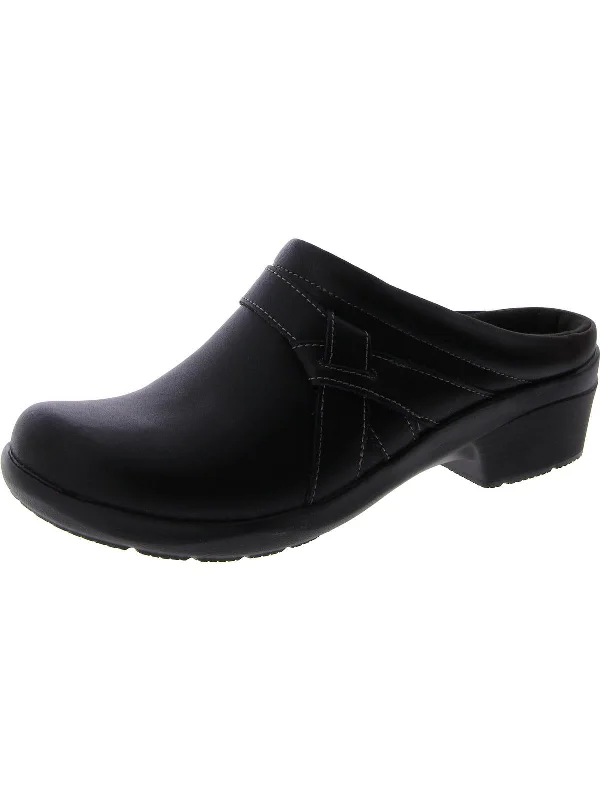 Weekend Savings Galore Womens Faux Leather Slip-On Clogs